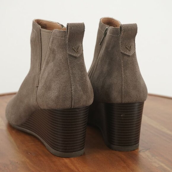 B#4/ Vionic Womens Paloma Wedge Ankle Booties Size 11 Taupe Suede - Picture 5 of 9